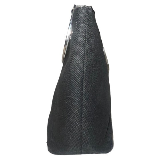 Kate Spade Vintage Large Black Woven Fabric Handbag Purse w/ Silver Handles - Picture 7 of 12